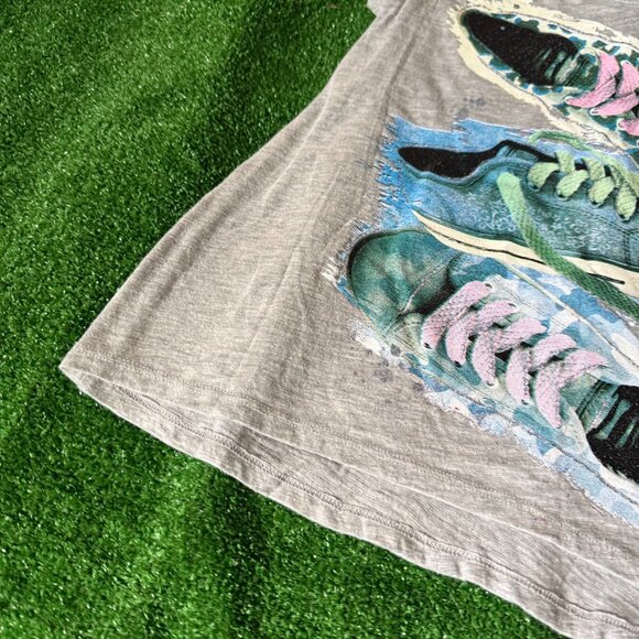 Justice Cap Sleeve Sneaker Graphic Heather Gray Tunic Style T-Shirt  Size 8 - Picture 4 of 14